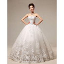 Affordable Embroidery Ball Gown Floor Length Organza Wedding Dress
