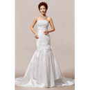 Modern Mermaid/ Trumpet Court Train Strapless Satin Wedding Dress