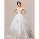 Modern Elegant Off-the-shoulder Ball Gown Floor Length Organza Wedding Dress
