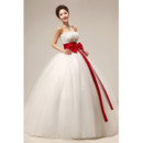 Affordable Modern Beaded Ball Gown Strapless Long Wedding Dress with Sashes