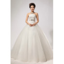Custom Modern Rhinestone Ball Gown Strapless Floor Length Satin Wedding Dress