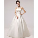Modern Simple A-Line Strapless Floor Length Satin Wedding Dress