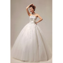 Modern Elegant Ball Gown Strapless Floor Length Beaded Wedding Dress