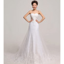 Custom Elegant Mermaid/ Trumpet Sweetheart Organza Court Train Wedding Dress