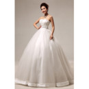 Discount Modern Ball Gown Strapless Floor Length Satin Beaded Wedding Dress