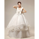Custom Gorgeous Empire V-Neck Floor Length Satin Ball Gown Wedding Dress
