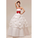 Affordable Gorgeous Ball Gown Strapless Long Wedding Dress with Red Belts