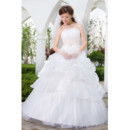 Custom Gorgeous Ball Gown Pick-Up Skirt Strapless Floor Length Wedding Dress