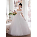 Custom Modern Off-the-shoulder Ball Gown Floor Length Satin Dress for Spring Wedding