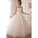 Inexpensive Classic Ball Gown Strapless Floor Length Sequin Wedding Dress