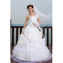 Cheap Luxury Ball Gown Strapless Floor Length Tiered Skirt Wedding Dress for Spring