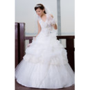 Affordable Stunning Elegant Halter Ball Gown Floor Length Organza Wedding Dress