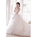 Discount Gorgeous Chapel Train Ruffle A-Line Strapless Organza Wedding Dress