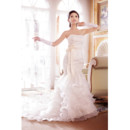 Beautiful Mermaid Court Train Ruffle Strapless Organza Wedding Dress