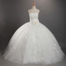 Cheap Classic Ball Gown Applique Long Strapless Organza Wedding Dress