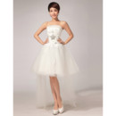 Custom Charming Asymmetric High-Low A-Line Strapless Organza Wedding Dress