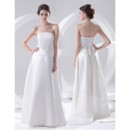 Simple Elegant A-Line Strapless Floor Length Satin Wedding Dress