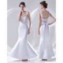 Beautiful Mermaid/ Trumpet Floor Length Satin Wedding Dress