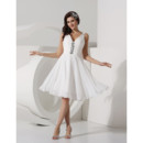 Charming A-Line V-Neck Knee Length Ruched Chiffon Beach Wedding Dress