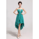 Affordable Charming Asymmetric High-Low Chiffon Empire Halter Bridesmaid Dress