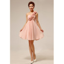 Discount Beautiful Elegant One Shoulder Chiffon Empire Short Bridesmaid Dress