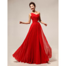 Affordable Elegant One Shoulder Chiffon Red Long Bridesmaid Dress for Wedding