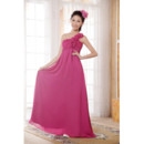 Cheap Custom Empire Waist One Shoulder Chiffon Floor Length Bridesmaid Dress