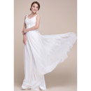 Beautiful Designer Chiffon Empire Floor Length V-Neck Prom Evening Dress for Women