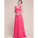 Beautiful Custom V-Neck Chiffon Sweep Train Sheath/ Column Prom Evening for Women