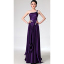 Affordable Beautiful Sheath One Shoulder Satin Long Prom Evening for Women