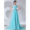 Elegant V-Neck A-Line Chiffon Long Prom Evening for Women