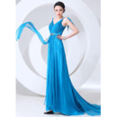 Elegant V-Neck Sheath Chiffon Long Prom Evening Dress for Women