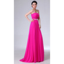 Affordable Simple Sheath Chiffon Strapless Long Prom Evening Dress for Women
