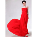 Amazing Mandarin Collar Chiffon Sheath Floor Length Prom Evening Dress for Women