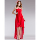 Charming High-Low Chiffon Strapless Prom Evening Dress for Summer