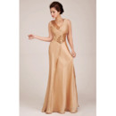 Stunning Sheath V-Neck Long Satin Formal Evening Dress for Women