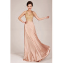 Stunning Halter Sheath Satin Floor Length Formal Evening Dress for Women