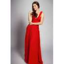 Sexy V-Neck Chiffon Open Back Long A-Line Evening Dress for Women