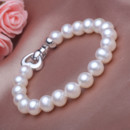 Beautiful Elegant White 7.5 - 8.5mm Freshwater Off-Round Pearl Bracelet