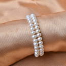 Elegant Lovely White 7 - 8mm Freshwater Off-Round Bridal Pearl Bracelets