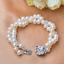 Elegant Lovely White 7 - 8mm Freshwater Off-Round Bridal Pearl Bracelets