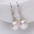 Beautiful White 9 - 9.5mm Freshwater Drop Pearl Earring Set