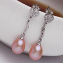 Beautiful White/ Pink/ Purple 8.5 - 9.5mm Freshwater Drop Pearl Earring Set