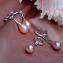 Beautiful White/ Pink/ Purple 8.5 - 10mm Freshwater Drop Pearl Earring Set