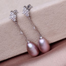 Beautiful White/ Purple/ Pink 8.5 - 9.5mm Freshwater Drop Pearl Earring Set