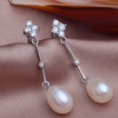 Beautiful White/ Purple/ Pink 8.5 - 9.5mm Freshwater Drop Pearl Earring Set