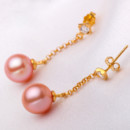 Beautiful Pink/ White 8 - 9mm Freshwater Round Pearl Earring Set