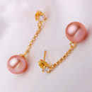 Beautiful Pink/ White 8 - 9mm Freshwater Round Pearl Earring Set