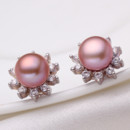 Beautiful Purple/ Pink/ White 7.5 - 8.5mm Freshwater Pearl Earring Set