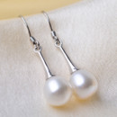 Elegant White 8-9mm Off-Round Freshwater Natural Pearl Earring Set